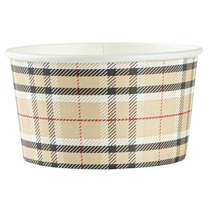 Coppetta 8 oz Round Plaid Paper To Go Cup - 3 3/4" x 3 3/4" x 2 1/4" - 200 count box