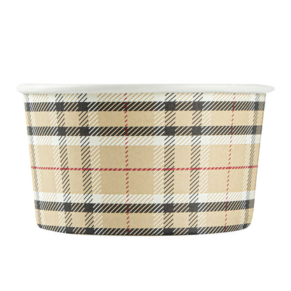 Coppetta 8 oz Round Plaid Paper To Go Cup - 3 3/4" x 3 3/4" x 2 1/4" - 200 count box