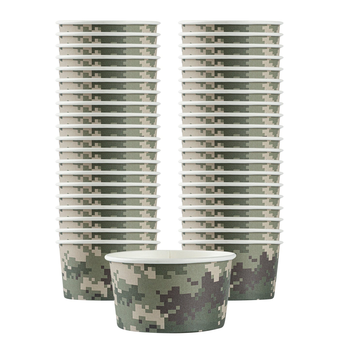 Coppetta 8 oz Round Camouflage Paper To Go Cup - 3 3/4" x 3 3/4" x 2 1/4" - 50 count box