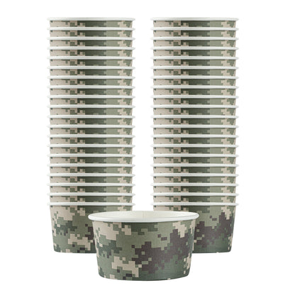 Coppetta 8 oz Round Camouflage Paper To Go Cup - 3 3/4" x 3 3/4" x 2 1/4" - 50 count box