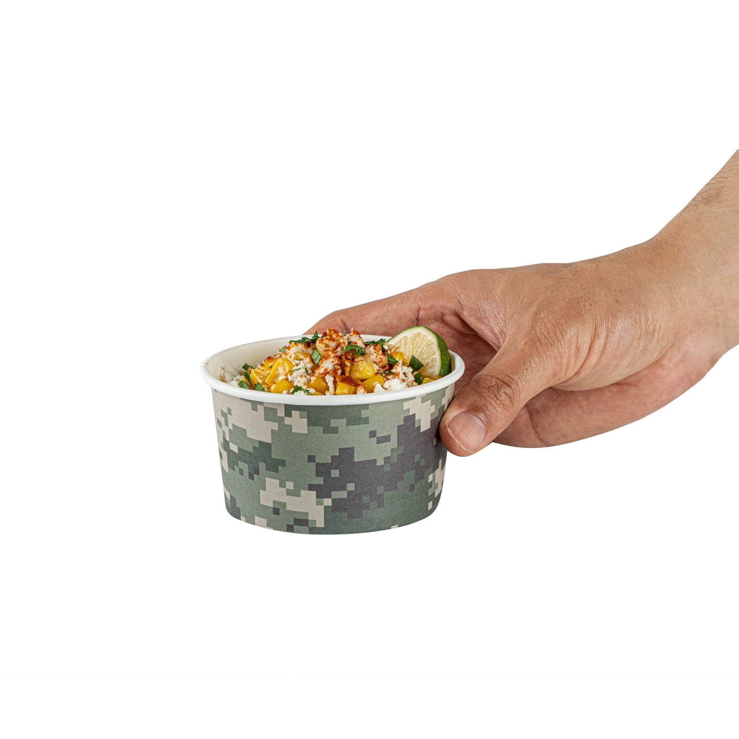 Coppetta 8 oz Round Camouflage Paper To Go Cup - 3 3/4" x 3 3/4" x 2 1/4" - 50 count box