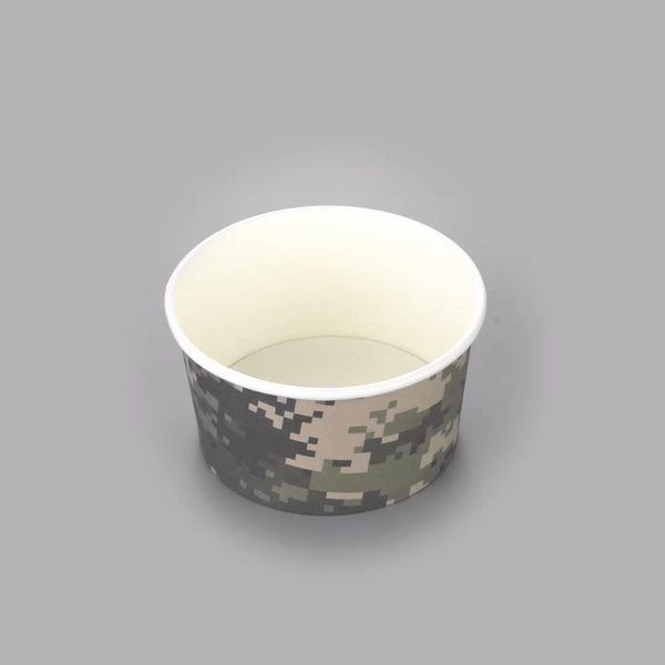 Coppetta 8 oz Round Camouflage Paper To Go Cup - 3 3/4" x 3 3/4" x 2 1/4" - 50 count box
