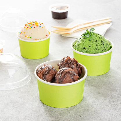 Coppetta 8 oz Round Eco Green Paper To Go Cup - 3 3/4" x 3 3/4" x 2 1/4" - 200 count box