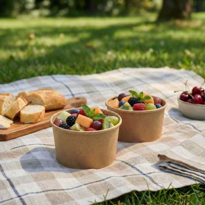 Coppetta 8 oz Round Kraft Paper To Go Cup - 3 3/4" x 3 3/4" x 2 1/4" - 50 count box