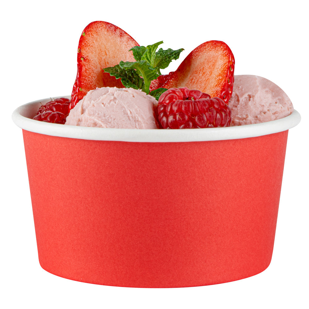 Coppetta 8 oz Round Red Paper To Go Cup - 3 3/4" x 3 3/4" x 2 1/4" - 50 count box