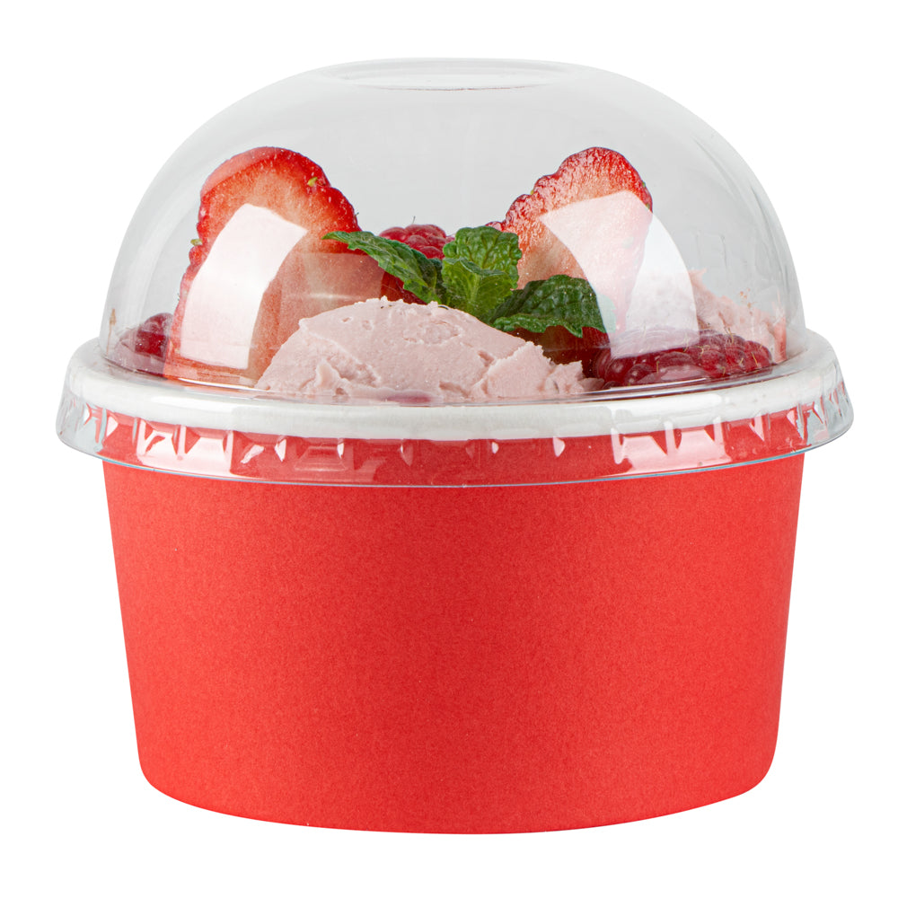 Coppetta Round Clear Plastic To Go Cup Dome Lid - Fits 8 oz - 50 count box