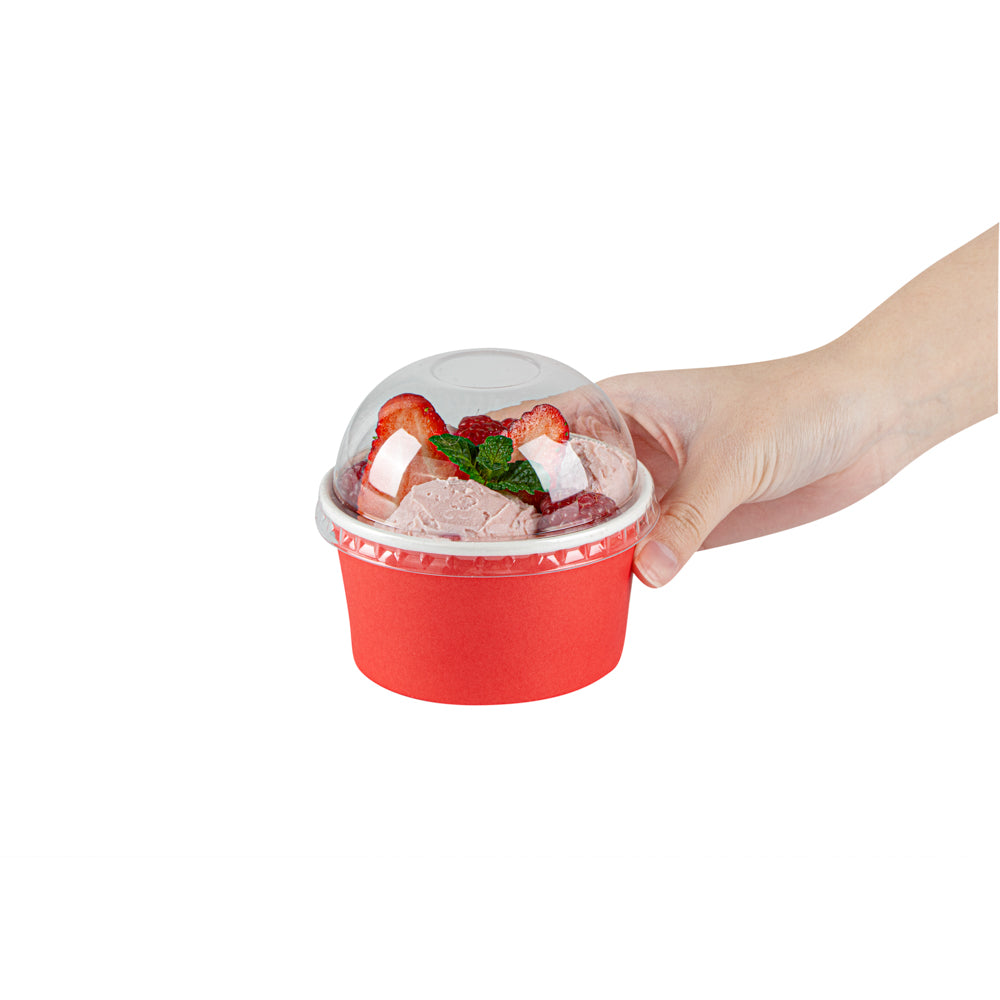Coppetta Round Clear Plastic To Go Cup Dome Lid - Fits 8 oz - 50 count box
