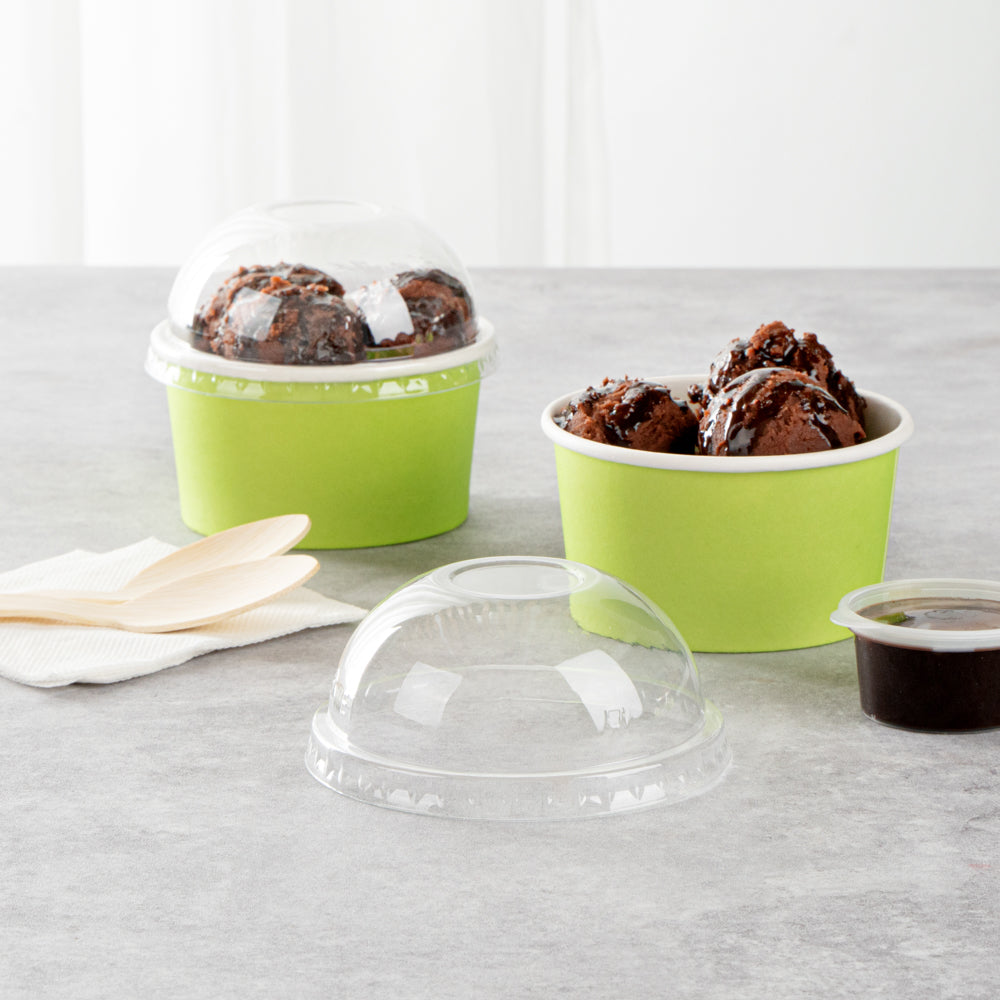 Coppetta Round Clear Plastic To Go Cup Dome Lid - Fits 8 oz - 50 count box