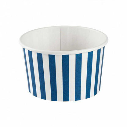 Coppetta 12 oz Round Blue and White Stripe Paper To Go Cup - 4" x 4" x 2 1/4" - 200 count box