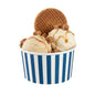 Coppetta 12 oz Round Blue and White Stripe Paper To Go Cup - 4" x 4" x 2 1/4" - 50 count box