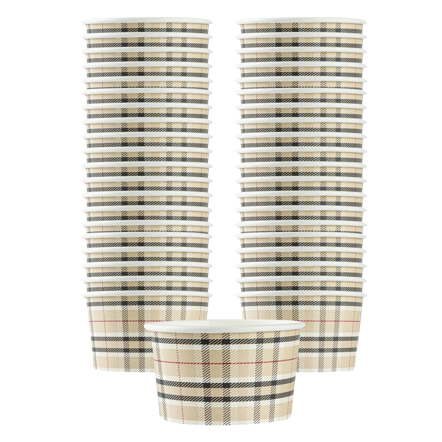 Coppetta 12 oz Round Plaid Paper To Go Cup - 4" x 4" x 2 1/4" - 50 count box