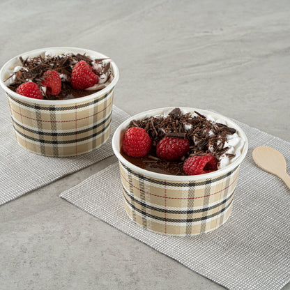Coppetta 12 oz Round Plaid Paper To Go Cup - 4" x 4" x 2 1/4" - 50 count box