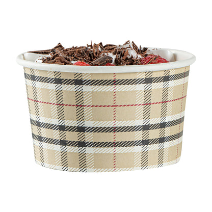 Coppetta 12 oz Round Plaid Paper To Go Cup - 4" x 4" x 2 1/4" - 50 count box