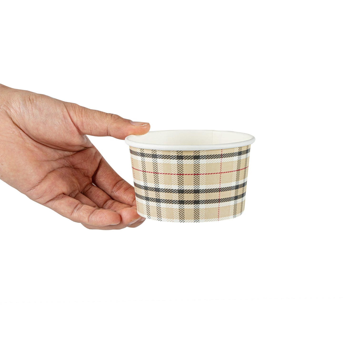 Coppetta 12 oz Round Plaid Paper To Go Cup - 4" x 4" x 2 1/4" - 50 count box