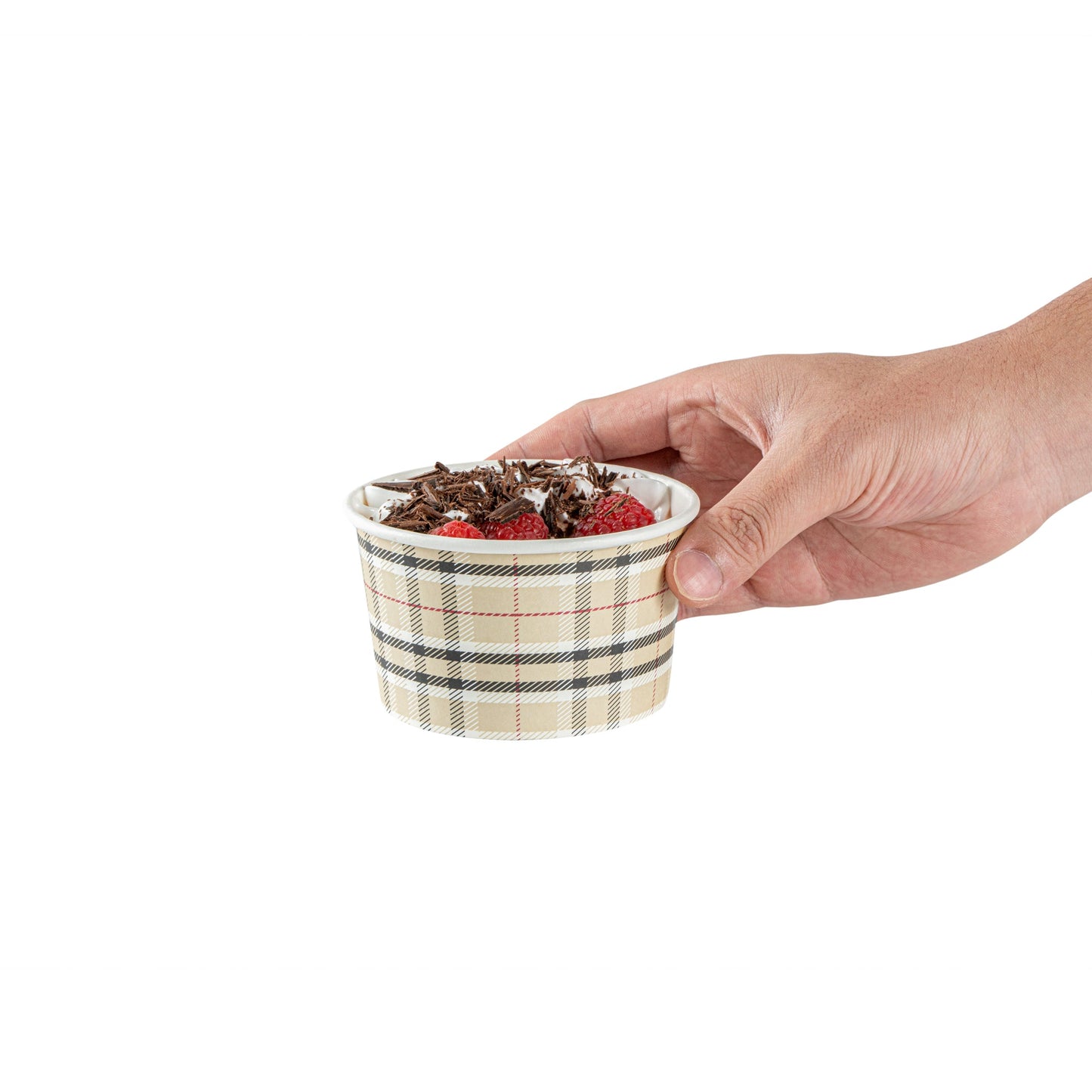 Coppetta 12 oz Round Plaid Paper To Go Cup - 4" x 4" x 2 1/4" - 50 count box