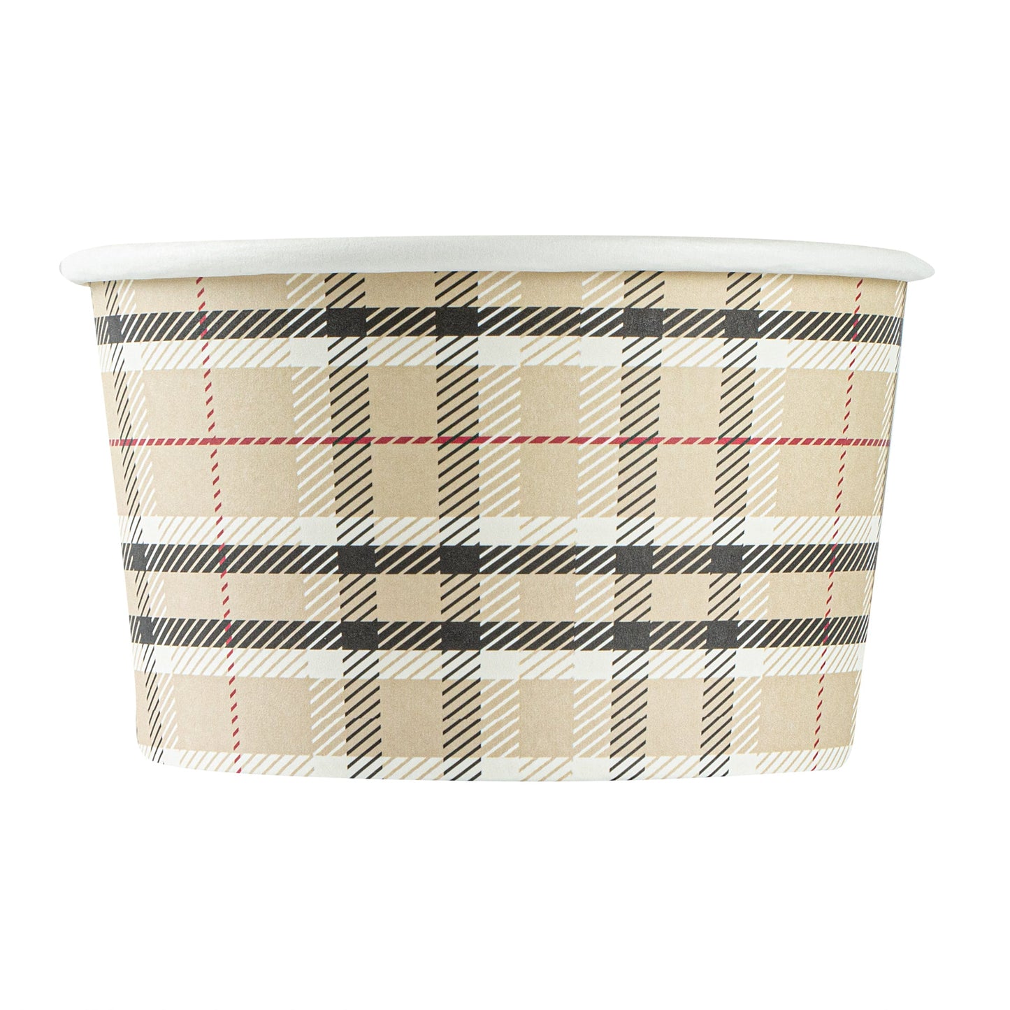 Coppetta 12 oz Round Plaid Paper To Go Cup - 4" x 4" x 2 1/4" - 50 count box