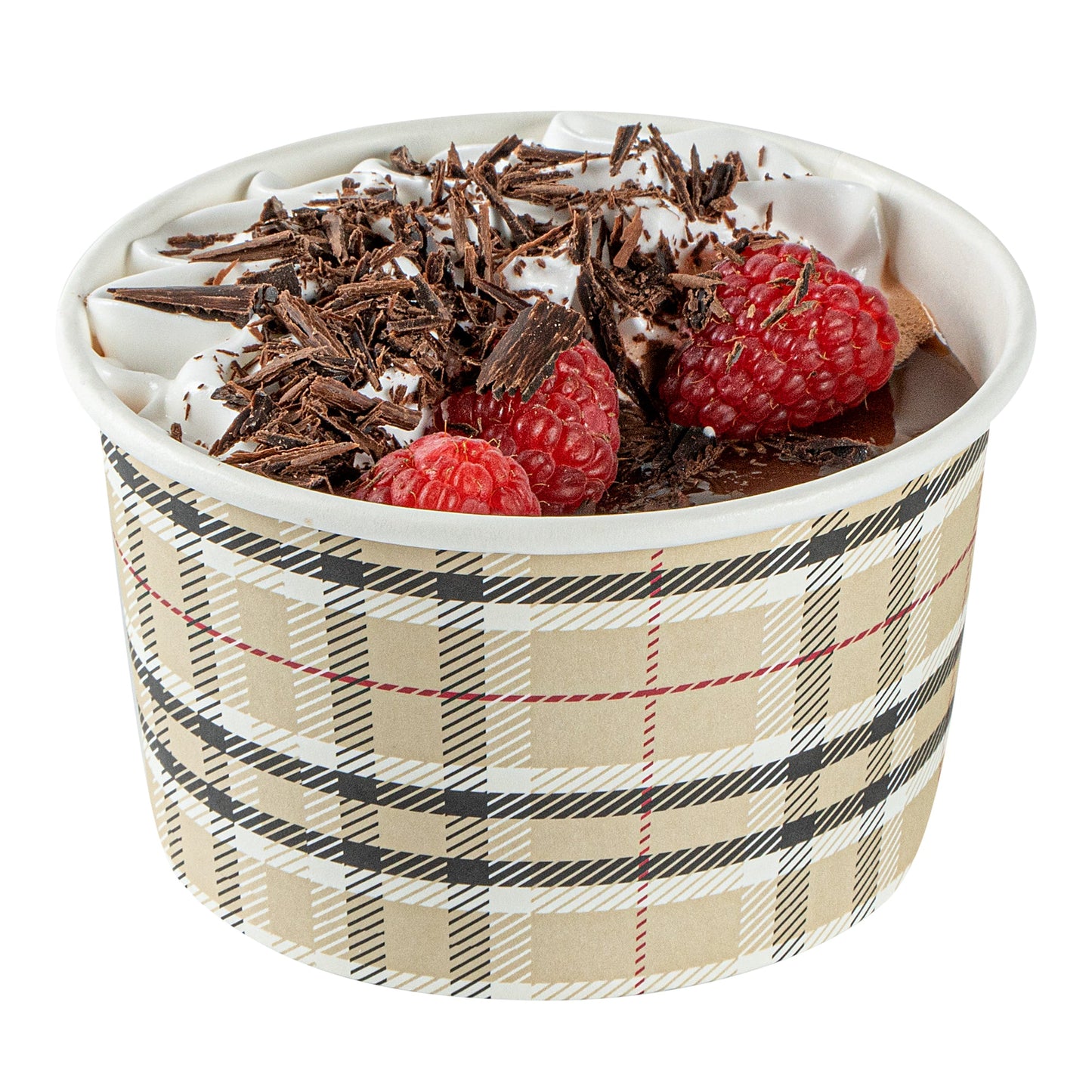 Coppetta 12 oz Round Plaid Paper To Go Cup - 4" x 4" x 2 1/4" - 200 count box