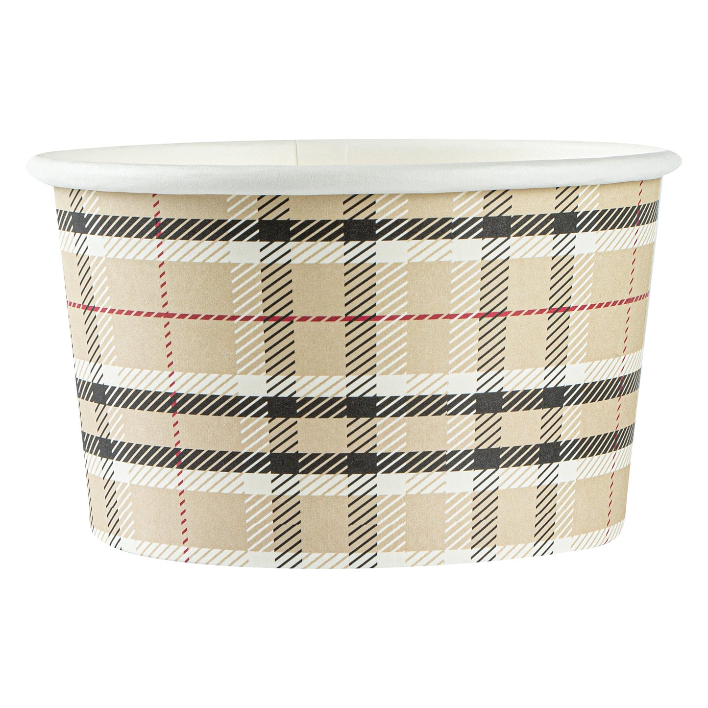 Coppetta 12 oz Round Plaid Paper To Go Cup - 4" x 4" x 2 1/4" - 200 count box
