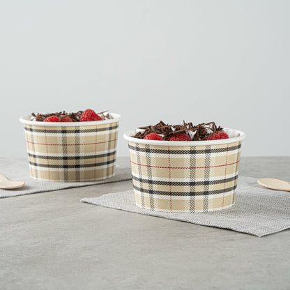 Coppetta 12 oz Round Plaid Paper To Go Cup - 4" x 4" x 2 1/4" - 200 count box