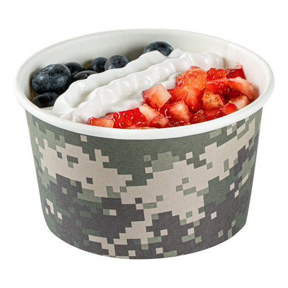 Coppetta 12 oz Round Camouflage Paper To Go Cup - 4" x 4" x 2 1/4" - 50 count box