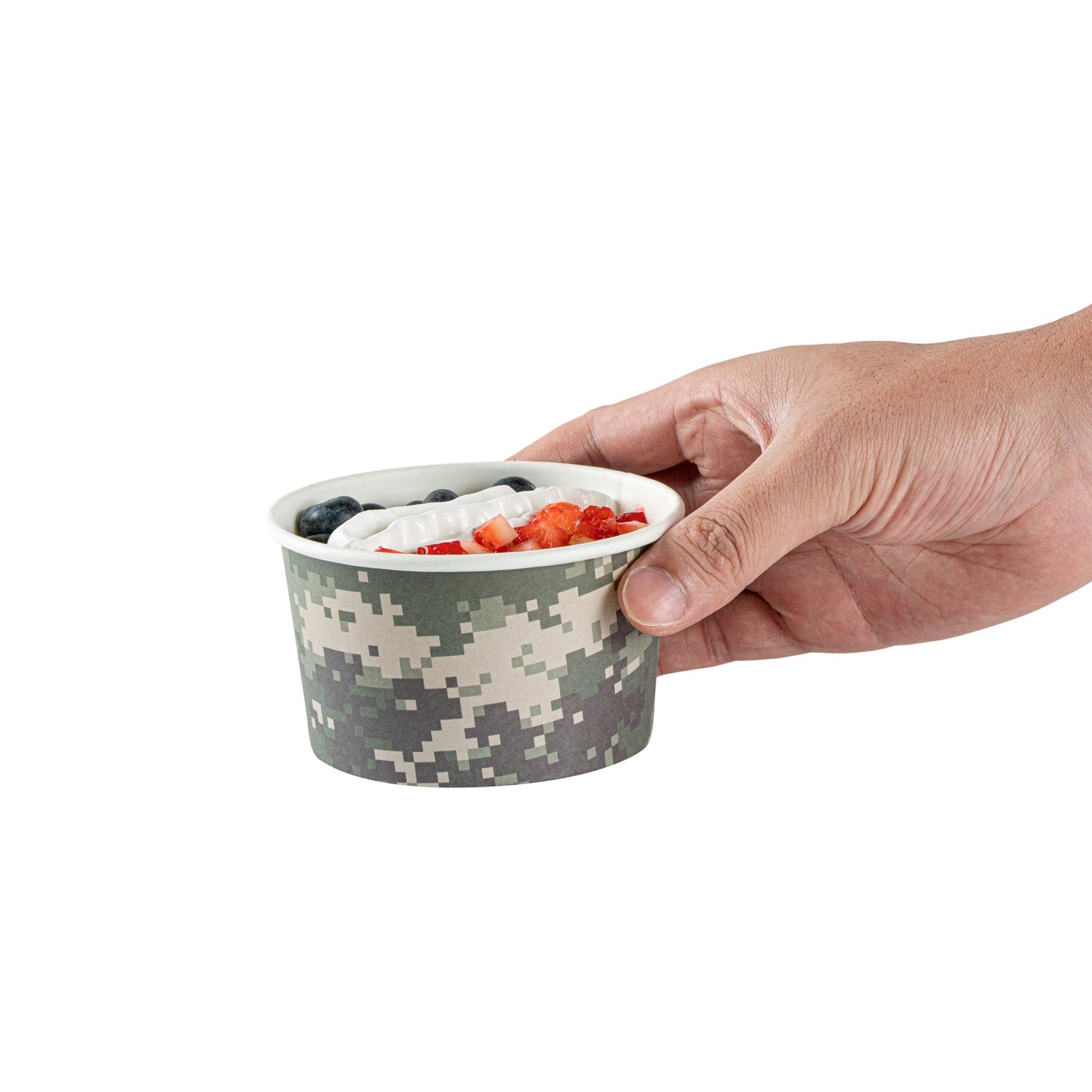 Coppetta 12 oz Round Camouflage Paper To Go Cup - 4" x 4" x 2 1/4" - 50 count box