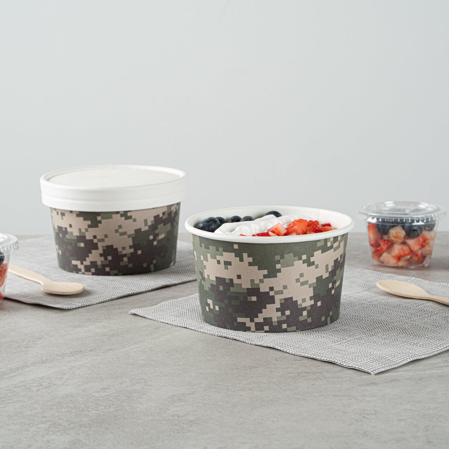 Coppetta 12 oz Round Camouflage Paper To Go Cup - 4" x 4" x 2 1/4" - 200 count box
