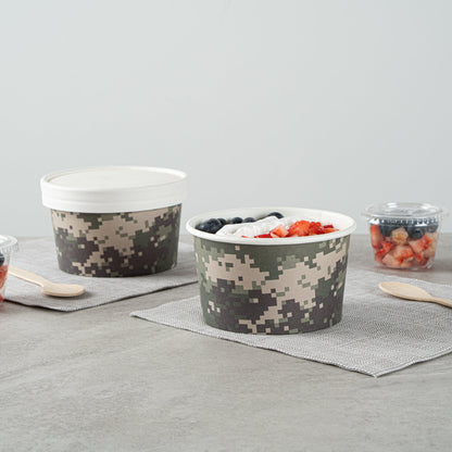 Coppetta 12 oz Round Camouflage Paper To Go Cup - 4" x 4" x 2 1/4" - 200 count box