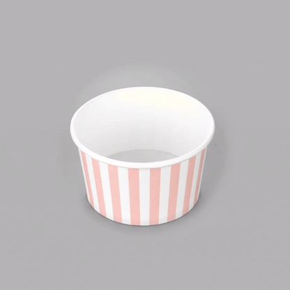 Coppetta 12 oz Round Pink and White Stripe Paper To Go Cup - 4" x 4" x 2 1/4" - 50 count box
