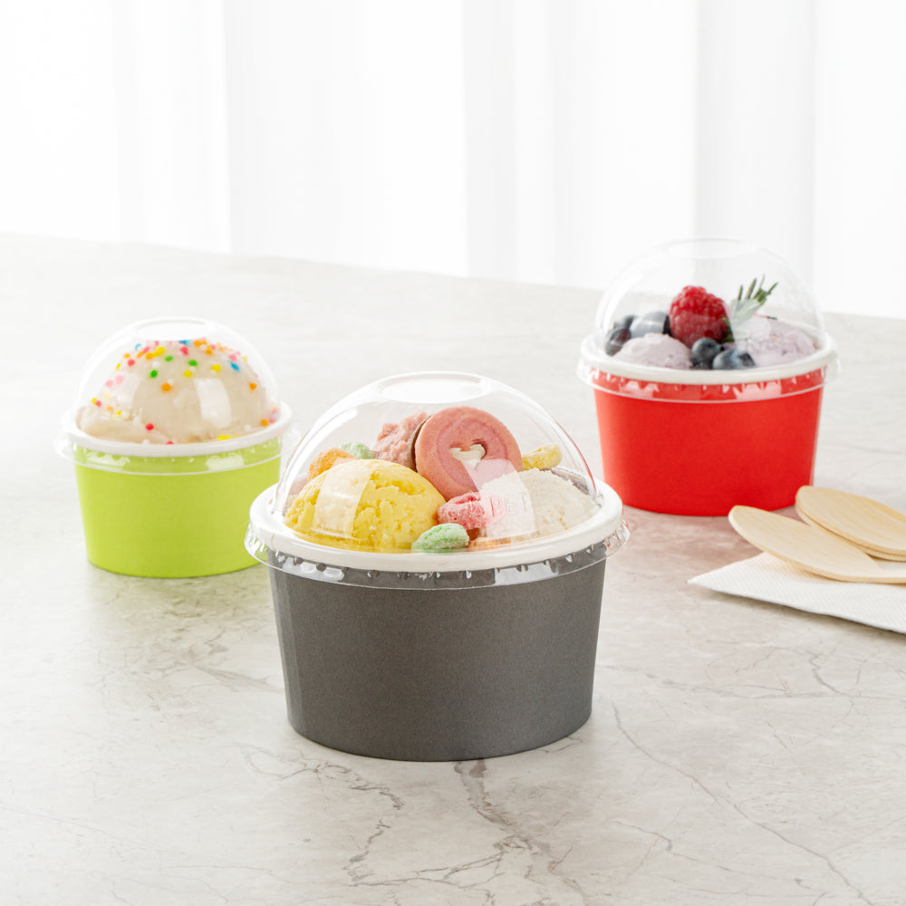 Coppetta Round Clear Plastic To Go Cup Dome Lid - Fits 12 oz - 50 count box