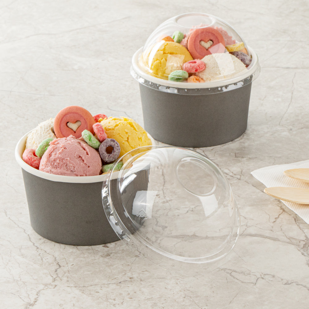 Coppetta Round Clear Plastic To Go Cup Dome Lid - Fits 12 oz - 50 count box