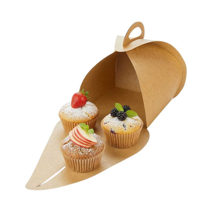 Ingenero Kraft Paper Small Lunch and Cake Box - 6 1/2" x 6 1/2" x 6 1/2" - 100 count box