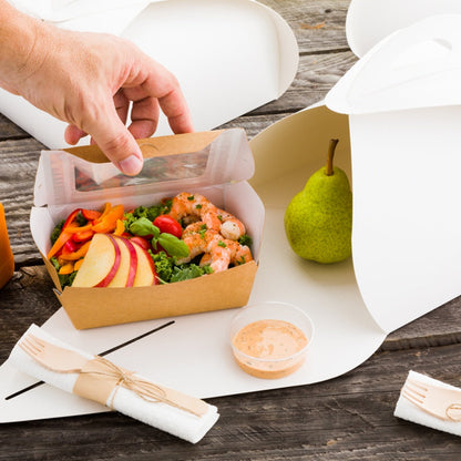 Ingenero White Paper Large Lunch and Cake Box - 9" x 9" x 4 3/4" - 100 count box