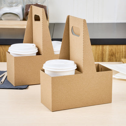 Restpresso Kraft Paper Altalena Drink Carrier - Fits 2 Cups - 7 1/4" x 3 1/2" x 9 1/4" - 100 count box