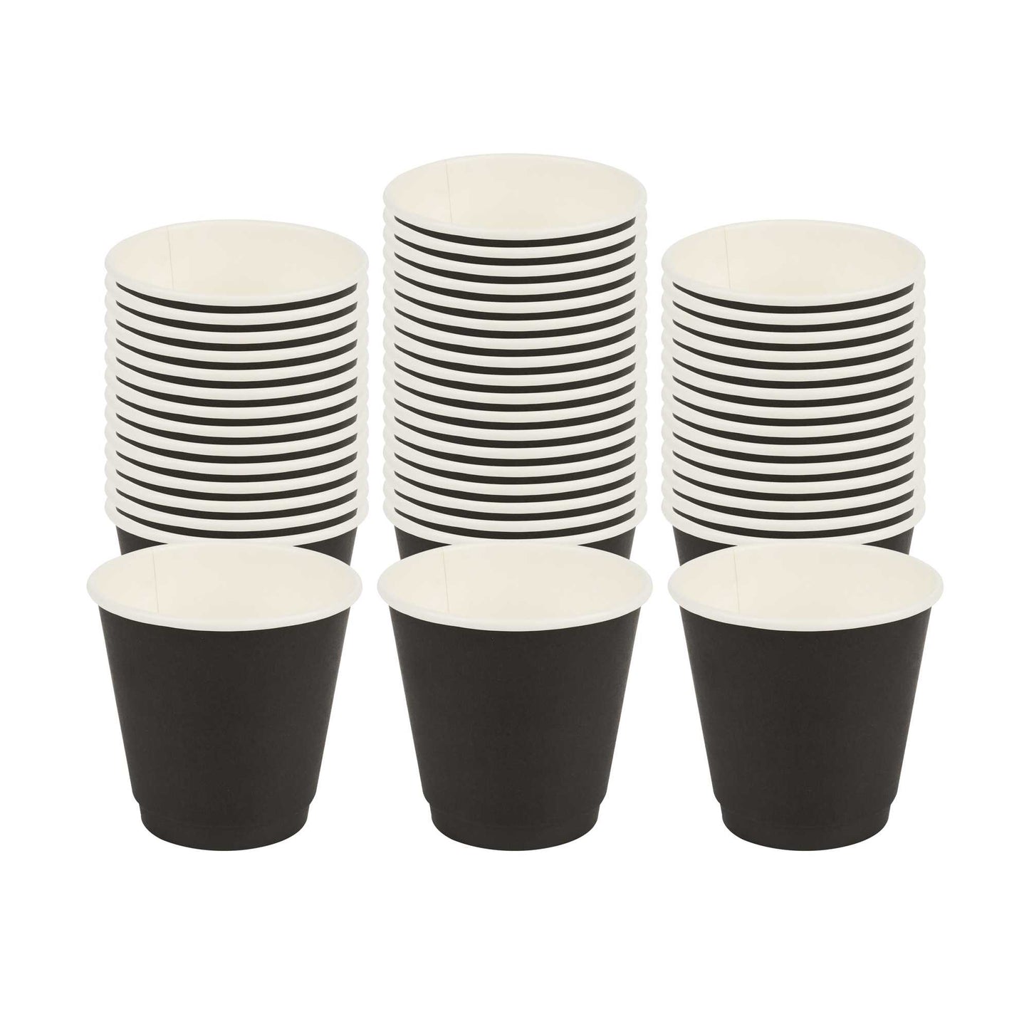 Restpresso 8 oz Black Paper Coffee Cup - Double Wall - 3 1/2" x 3 1/2" x 3 1/4" - 25 count box