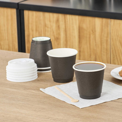 Restpresso 8 oz Black Paper Coffee Cup - Double Wall - 3 1/2" x 3 1/2" x 3 1/4" - 25 count box