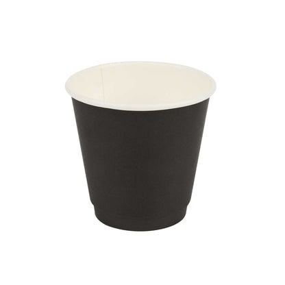Restpresso 8 oz Black Paper Coffee Cup - Double Wall - 3 1/2" x 3 1/2" x 3 1/4" - 25 count box