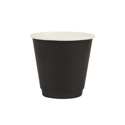 Restpresso 8 oz Black Paper Coffee Cup - Double Wall - 3 1/2" x 3 1/2" x 3 1/4" - 25 count box