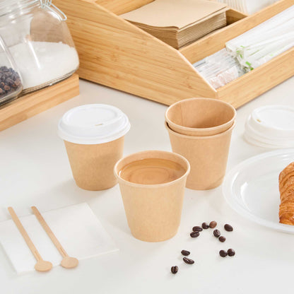 Restpresso 8 oz Kraft Paper Coffee Cup - Double Wall - 3 1/2" x 3 1/2" x 3 1/4" - 25 count box