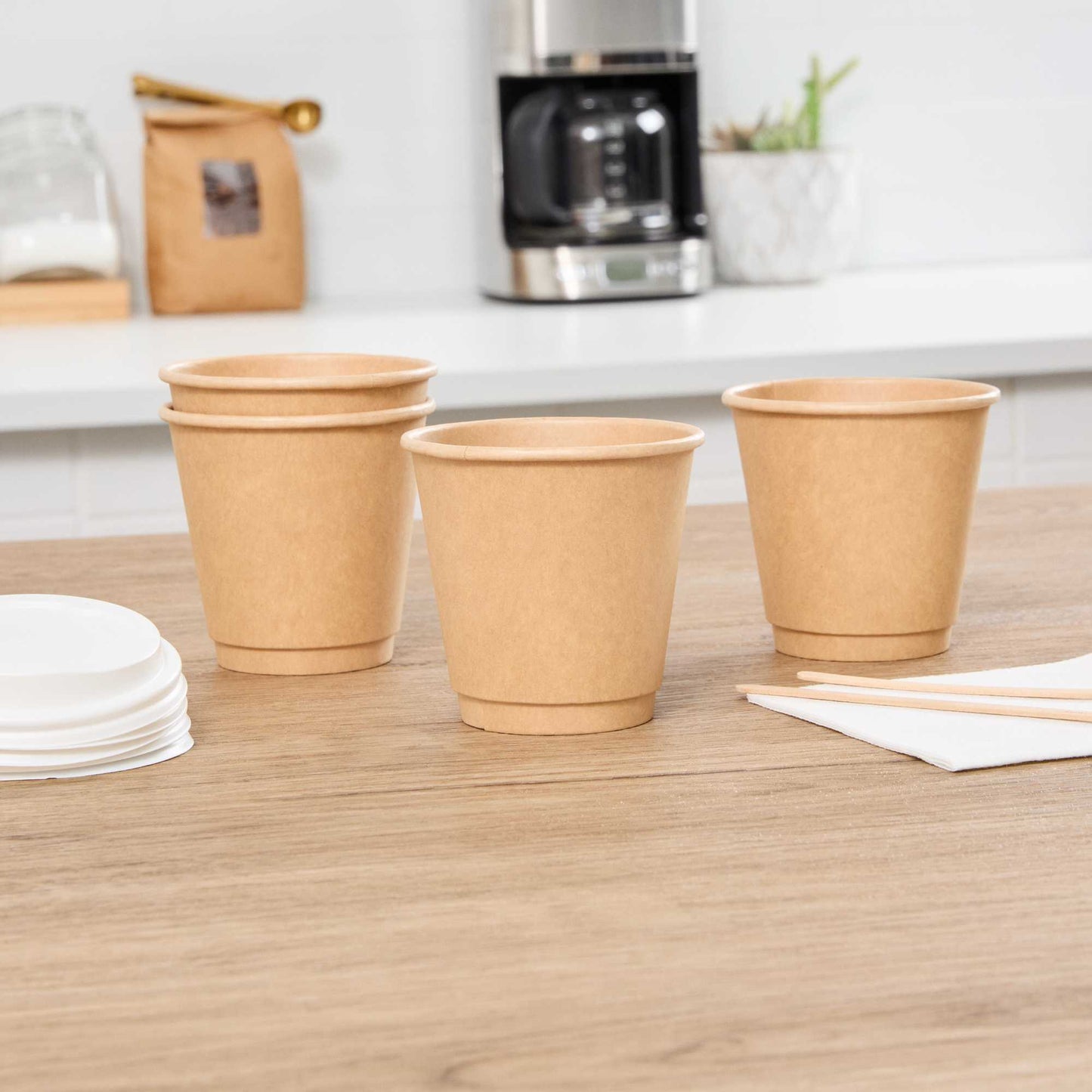 Restpresso 8 oz Kraft Paper Coffee Cup - Double Wall - 3 1/2" x 3 1/2" x 3 1/4" - 25 count box