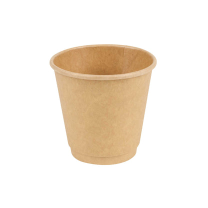 Restpresso 8 oz Kraft Paper Coffee Cup - Double Wall - 3 1/2" x 3 1/2" x 3 1/4" - 500 count box