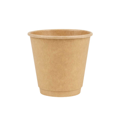 Restpresso 8 oz Kraft Paper Coffee Cup - Double Wall - 3 1/2" x 3 1/2" x 3 1/4" - 500 count box