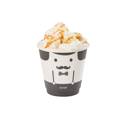 Restpresso 8 oz Monsieur Paper Coffee Cup - Double Wall - 3 1/2" x 3 1/2" x 3 1/4" - 500 count box