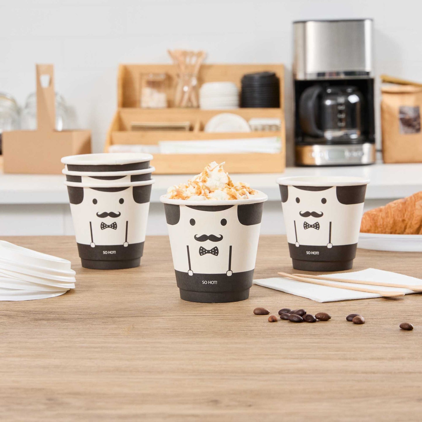 Restpresso 8 oz Monsieur Paper Coffee Cup - Double Wall - 3 1/2" x 3 1/2" x 3 1/4" - 25 count box