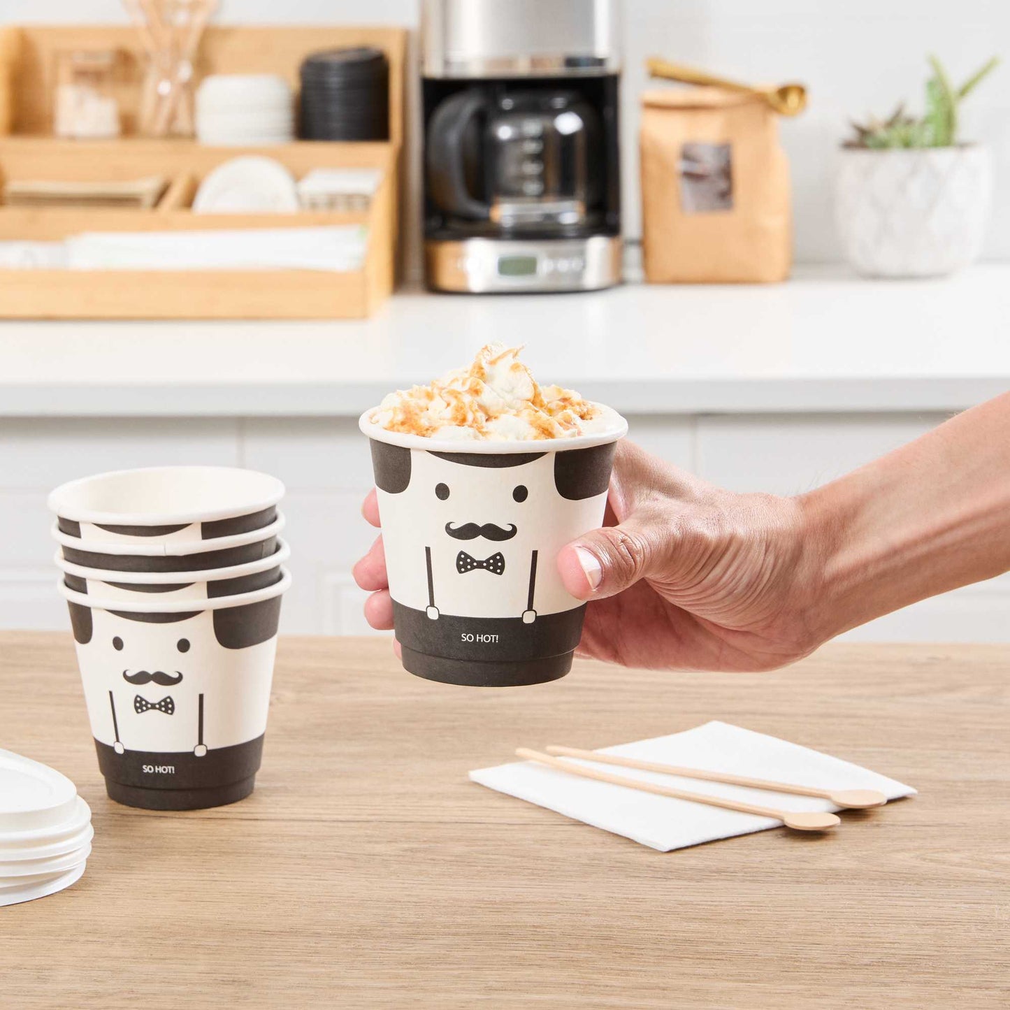 Restpresso 8 oz Monsieur Paper Coffee Cup - Double Wall - 3 1/2" x 3 1/2" x 3 1/4" - 25 count box