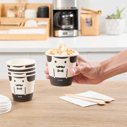 Restpresso 8 oz Monsieur Paper Coffee Cup - Double Wall - 3 1/2" x 3 1/2" x 3 1/4" - 500 count box