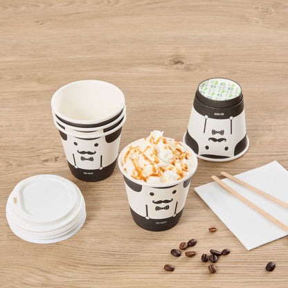 Restpresso 8 oz Monsieur Paper Coffee Cup - Double Wall - 3 1/2" x 3 1/2" x 3 1/4" - 500 count box