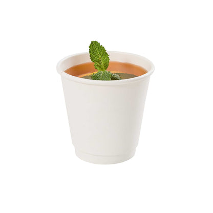 Restpresso 8 oz White Paper Coffee Cup - Double Wall - 3 1/2" x 3 1/2" x 3 1/4" - 500 count box
