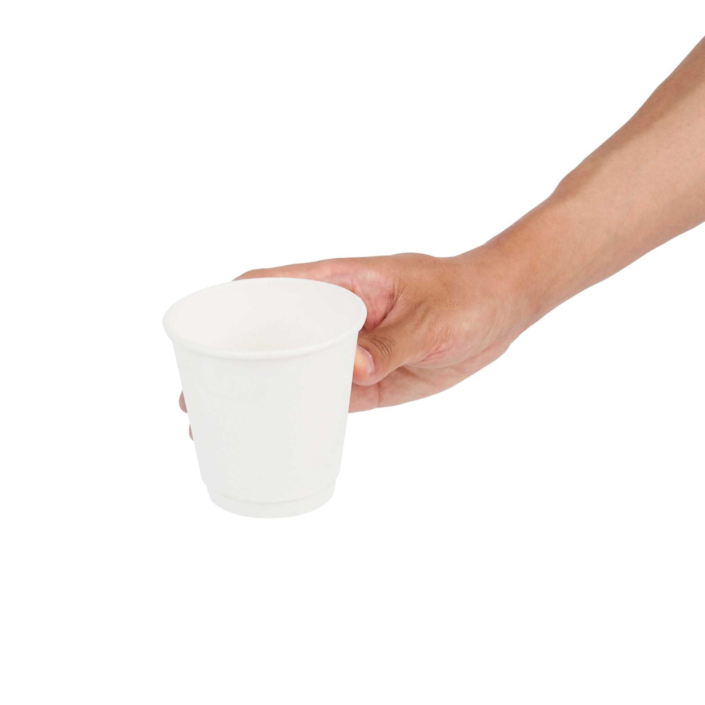 Restpresso 8 oz White Paper Coffee Cup - Double Wall - 3 1/2" x 3 1/2" x 3 1/4" - 25 count box