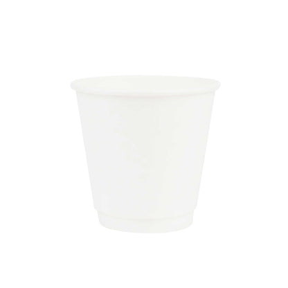 Restpresso 8 oz White Paper Coffee Cup - Double Wall - 3 1/2" x 3 1/2" x 3 1/4" - 25 count box