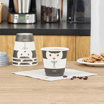 Restpresso 8 oz Madame Paper Coffee Cup - Double Wall - 3 1/2" x 3 1/2" x 3 1/4" - 25 count box